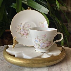 Vintage Crown Trent Fine Bone China Teacup and Saucer Set Staffordshire England